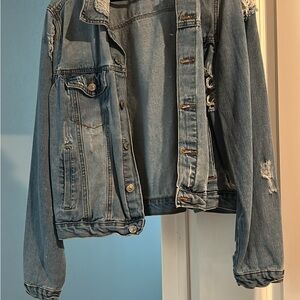 Almost Famous Distressed Blue Jean Jacket